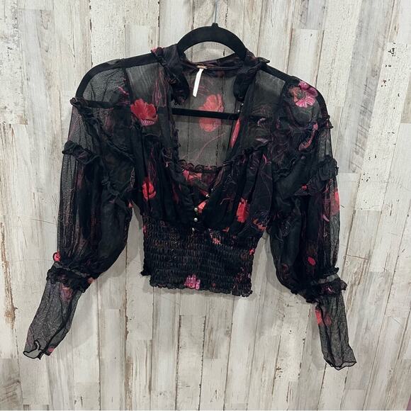 Free People Time for Shine Sheer Mesh Top in Dark Romance Combo - Picture 3 of 10